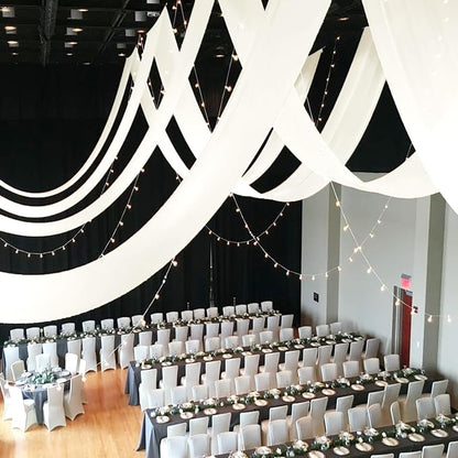4 Panels Ivory Ceiling Drapes for Wedding Ceiling Drapes 5ftx40ft Wedding Arch by Showgeous