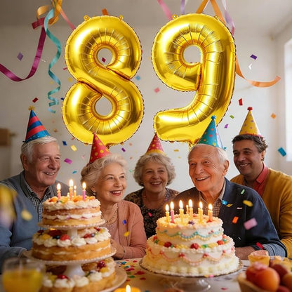 40 Inch Number 89 Balloons for 89th Birthday Party Decorations, 0-100 Gold - Image 2