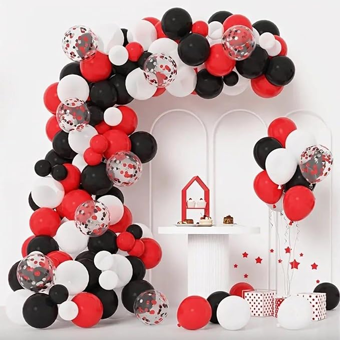 CANREVEL 50pcs 12 Inches Black Red Confetti Balloons Kit, Baby Shower, - Image 4