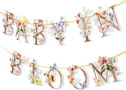 Flower Butterfly Baby in Bloom Banner, Wildflower Butterflies Baby Shower Sign by BeautyofParty