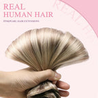 PINKPEARL Clip in Hair Extensions Straight Human Hair #18/22/60 Balayage Ash Blonde to Golden Blonde and Platinum Blonde 7pcs 120g 20 Inch Real Hair Clip in Extensions(#18/22/60-20)