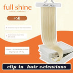 Full Shine Seamless Clip in Hair Extension Blonde Short Hair Extensions Clip in Platinum Blonde Hair for Women Clip in Extensions Add Volume 12 Inch 8 PCS 95 Grams
