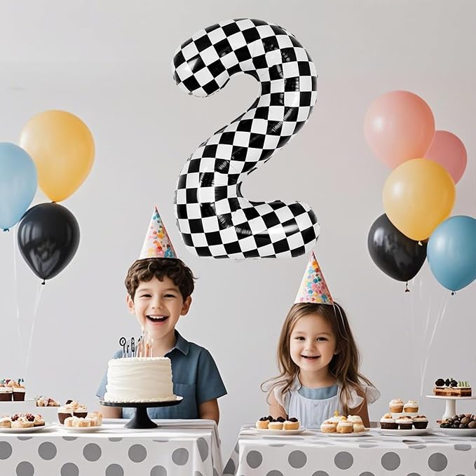 40 Inch Checkered Number Balloon - Image 5