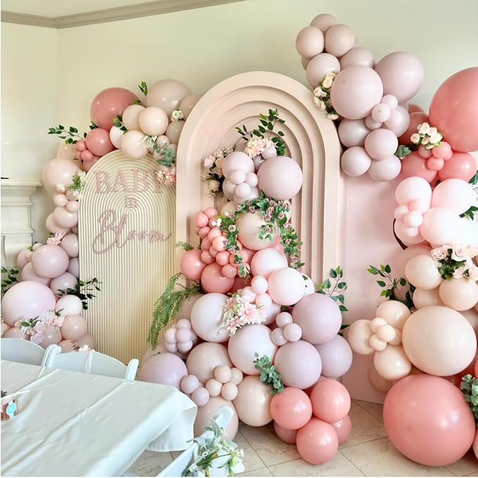 Dusty Pink Balloon Garland Double Stuffed Dusty Rose Pink mauve Pink Sand White - Image 4