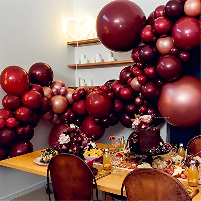 Voircoloria 130pcs Burgundy Balloons Garland Arch Kit, 18 12 10 5 Inch | - Image 7