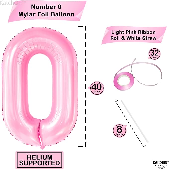 KatchOn Light Pink 0 Balloon 40 Inch | Pink Balloons, Zero Balloon, Light Pink - Image 4