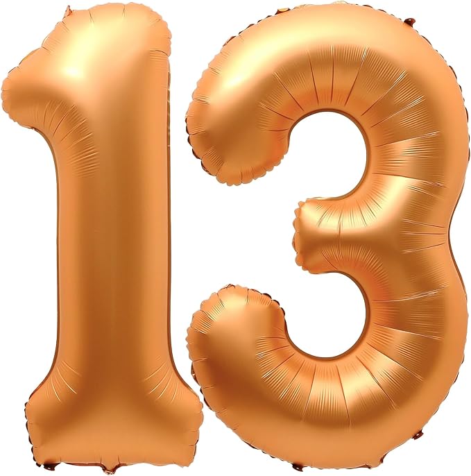 13 Balloon Number, 40 Inch Orange Foil Balloons Giant Jumbo Helium Number 13 or by VHUWE