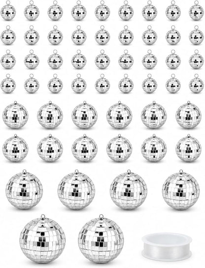 Youdepot 54PCS Mini Silver Disco Balls Hanging Disco Ball Ornaments | by Youdepot
