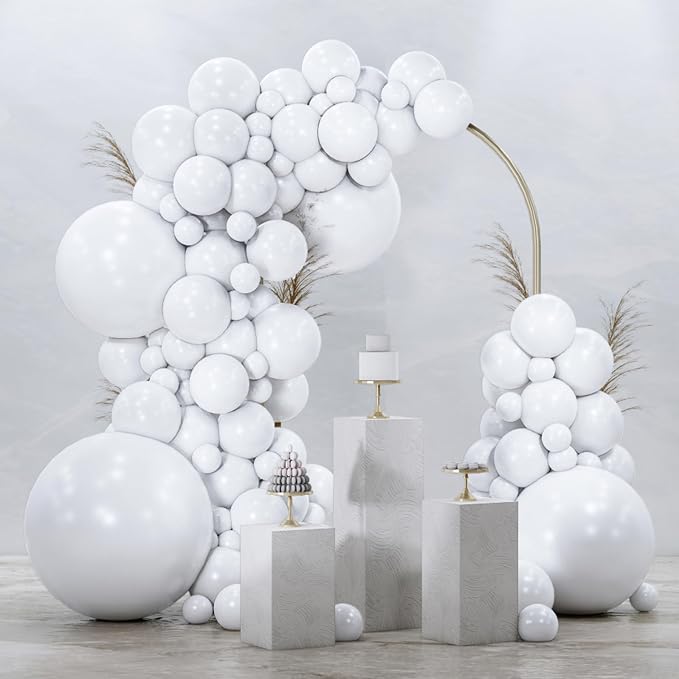 PartyWoo White Balloons 99pcs Matte White Latex Balloons Different Sizes | 36 by PartyWoo