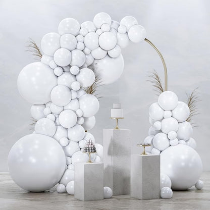 PartyWoo White Balloons 99pcs Matte White Latex Balloons Different Sizes | 36 by PartyWoo