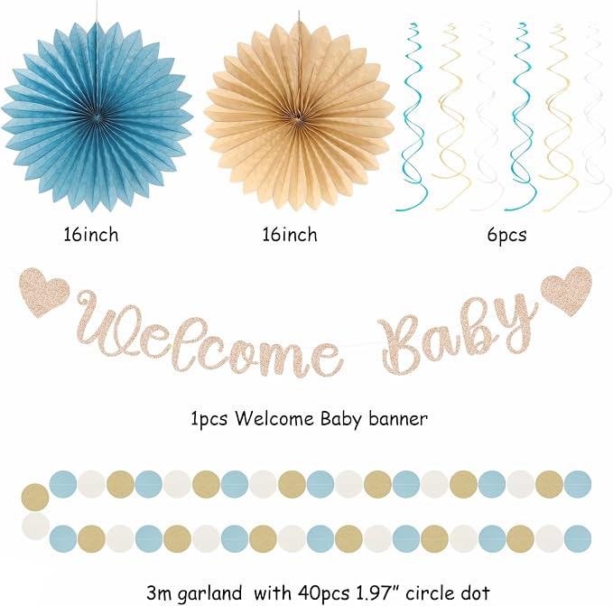 Light-Dusty Blue Boho Baby Shower Party-Decorations - Image 2