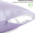 ALASKA BEAR Silk Pillowcase for Hair and Skin, Set of 2 Pure Genuine 22 Momme Mulberry Silk Pillow Cases King Size for Bliss Sleep Better Than Poly Satin, Zipper Closure(2pc, Lavender)