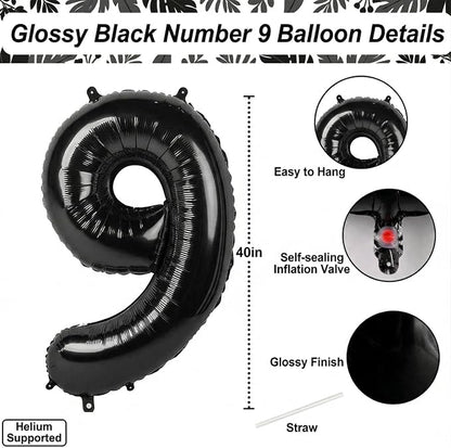 Black Number 19 Balloon 40 Inch, Foil Numeral - Image 4