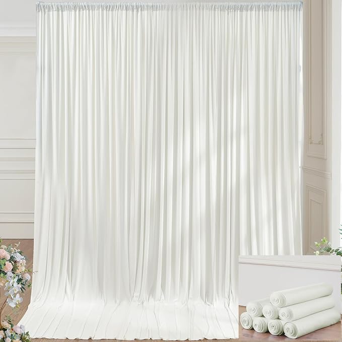 40×14ft Wrinkle Free Ivory Backdrop Curtain, Soft Silky Easy to Drape Cream by ENJOYYOURPARTY