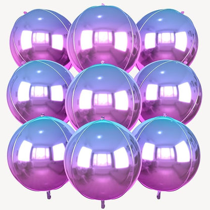 Gradient Purple Round Foil Balloons 9 pcs by Cledeco