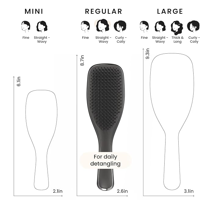 Tangle Teezer Chrome Ultimate Detangler Brush for Wet & Dry Hair, Eliminates Knots & Reduces Breakage for Straight to Curly Hair Types, Midnight Silver
