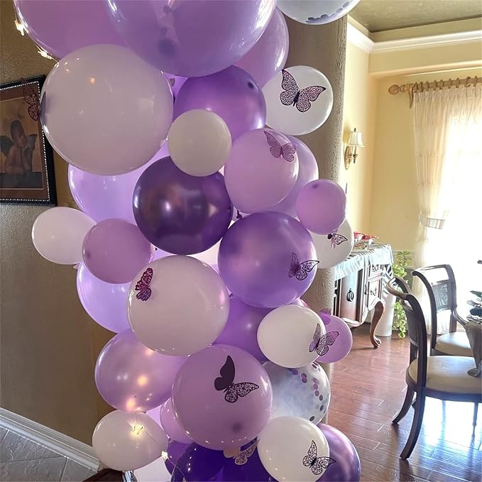Purple and White Balloons, Lavender Party Balloons - Image 4