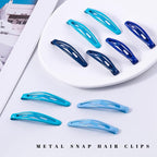 16 PCS Snap Hair Clips Metal Barrettes for Women Non Slip Barrettes for Thick and Thin Fine Hair,Bright Multiple Blue,2.36 x 0.43 Inches.