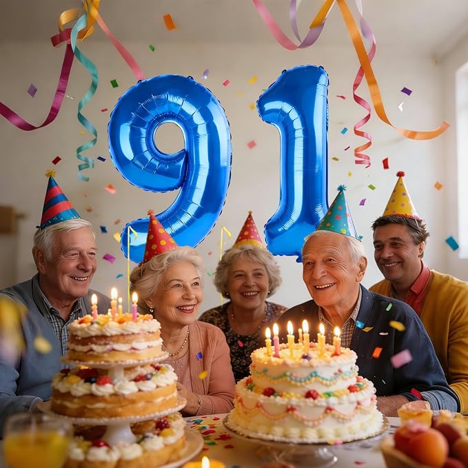 40 Inch Number 91 Balloons for 91st Birthday Party Decorations, 0-100 Dark Blue - Image 2