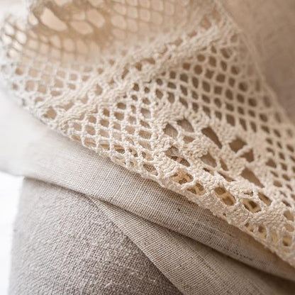 ENJOYBRIDAL Beige Curtains Crochet Lace Patchwork Drapes Curtains 84 Inch - Image 4