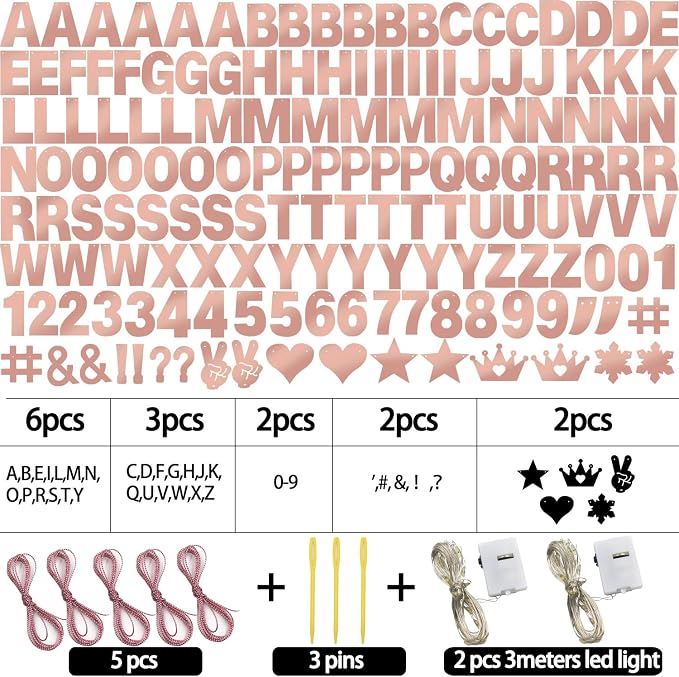 167Pcs DIY Glitter Customizable Banner Kit Happy Birthday Custom Letters Banner - Image 3