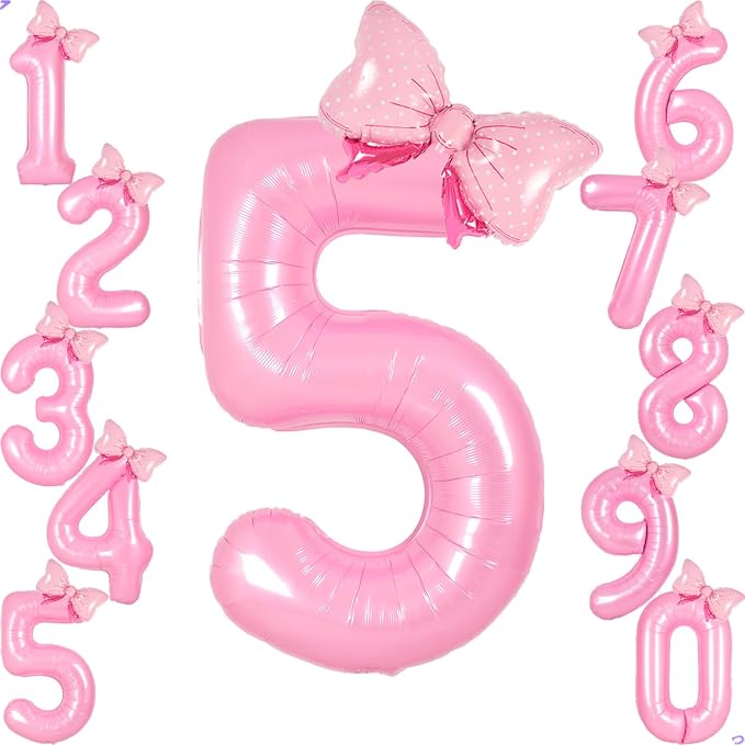 Pink 5 Balloon Number Pink Birthday Decorations by Unknown