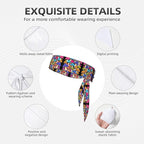 Men's Women Beauty Skinny Sports Sweatband Head Decor for Running Travel Shower, Long Multi Style Neon Mushrooms Pattern Colorful Head Ribbon Headwear