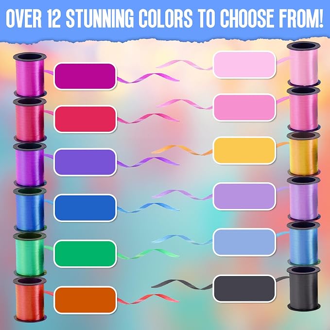 Playbees Curling Ribbon, 12 Rolls of 60-Ft Balloon String - Image 3