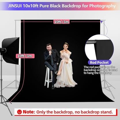 Black Backdrop 10x10ft, Photo Backdrop Curtain - Image 2