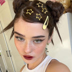 Star Hair Clips 2000s Y2K Gold Star Hair Accessories Snap Hair Barrettes Non Slip Metal Hair Clips for Girls Women -30 PCS 1.18", 1.57"