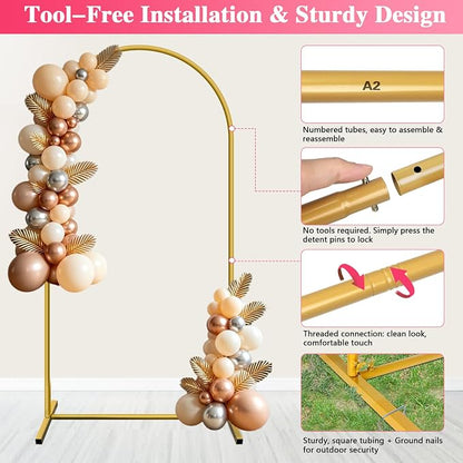 6.6 FT Metal Arch Backdrop Stand, Party Balloon Arch Stand | Dustproof caps - Image 4