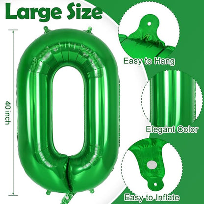 Dark Green Number 0 Balloon 40 Inch, Big Large Foil Helium Number Balloons - Image 3