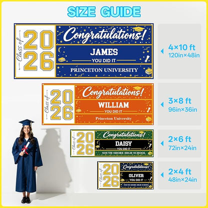 Custom Vinyl Banner 2026 Graduation, 4 Sizes | 2026 Grad Decorations Backdrop - Image 2