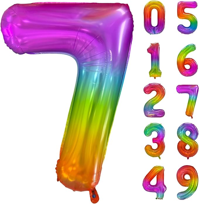 Rainbow Number 7 Balloon 40 Inch Rainbow 7 Balloon Giant Helium Foil Number 0 by Yeodong
