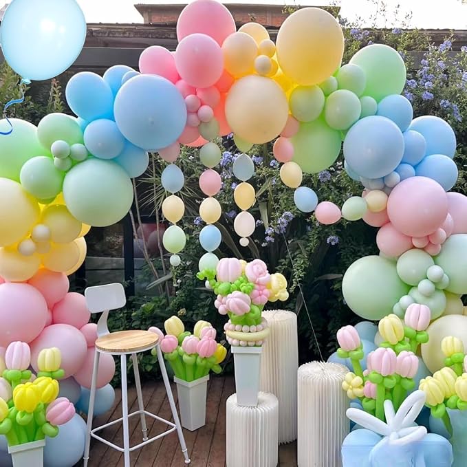 MEBAY Pastel Balloon Garland Arch Kit 146Pcs Macaron Pink Blue White Yellow - Image 3
