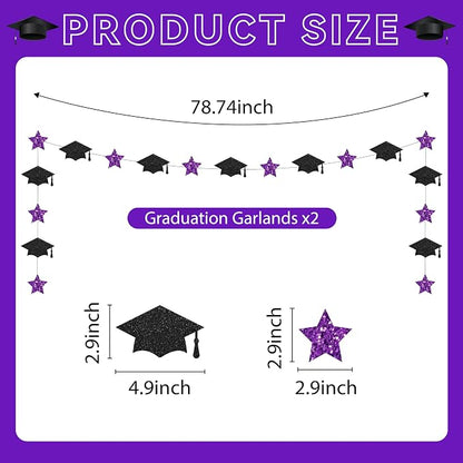 Black and Purple Graduation Banner, Glitter Purple Graduation Decorations Banner - Image 5