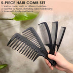 Hair Combs Set, Large Wide Tooth Comb, Rat Tail, Fine Tooth Comb For Women Men Fine Thick Curlys Wet Hair Styling Detangling Parting Cutting (5PCS)