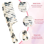 Wide Tooth Comb,Effortless Tangle Removal for Curly, Wet, Long Hair Wet,Cute Aesthetic Design for Women Men and Girls (Beige-09)