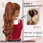 Ponytail Extension, Drawstring Ponytail Extension for Women 26 Inch Long Wavy Pony Tails Hair Extensions Synthetic Clip in Ponytail Hairpiece for Women(350#)