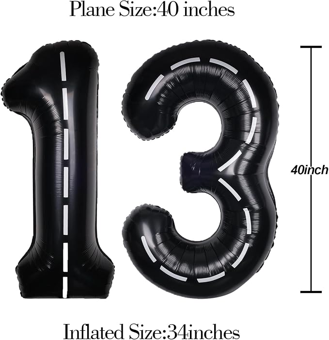 Race Car 40 Inch Black 13 Big Large Helium Balloon Number 0-9 | Track Giant - Image 5