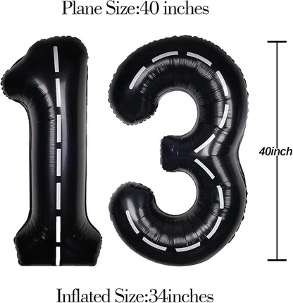 Race Car 40 Inch Black 13 Big Large Helium Balloon Number 0-9 | Track Giant - Image 5