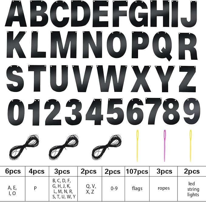 TaoBary 112 Pcs DIY Letter Kit Glitter Customizable Banner Letters Include 107 - Image 3