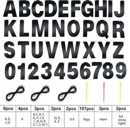 TaoBary 112 Pcs DIY Letter Kit Glitter Customizable Banner Letters Include 107 - Image 3
