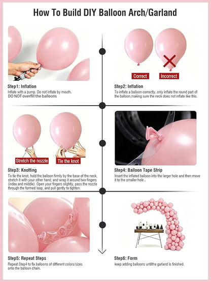 Pink Balloons 12 Inch 60 Pcs Light Baby Pastel Pink Latex Balloons - Image 5
