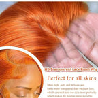 26inch Ginger 13x4 HD Lace Front Wigs Human Hair Straight Lace Frontal Wigs 350 Colored Glueless Ginger Orange 180% Density Pre Plucked With Baby Hair