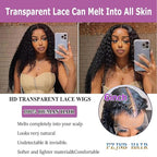 VIPbeauty 13x6 Deep Wave Lace Front Wigs Human Hair 200 Density 24 Inch Curly Wig for Women Natural Black HD Transparent Lace Glueless Frontal Wigs Human Hair Pre Plucked with Baby Hair