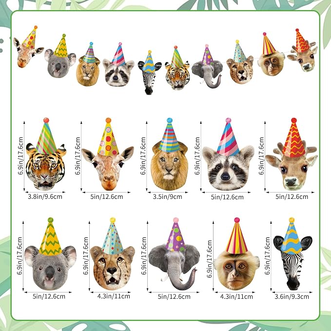 Hooqict Safari Animals Happy Birthday Banner Animal Birthday Party Decorations - Image 3