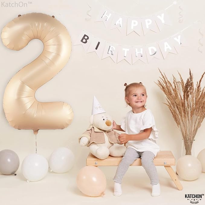 KatchOn Caramel Number 2 Balloon 40 Inch 2nd Birthday Decorations - Image 6