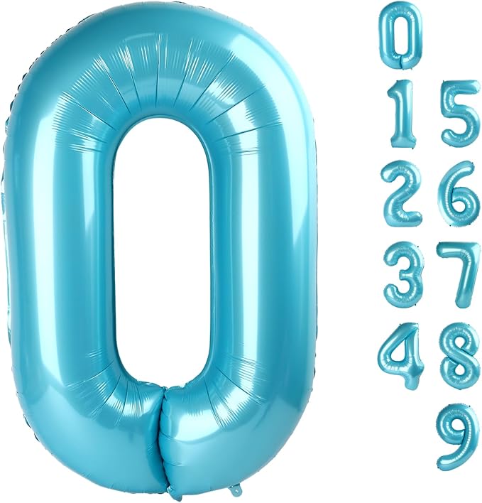 0 Balloon Number 40 Inch Pastel Blue Balloons by Mluchee