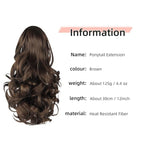 Ponytail Extension, Clip on Ponytails for Women, 12" Claw Clip in Short Curly Wavy Pony Hair Extension for Women - Brown